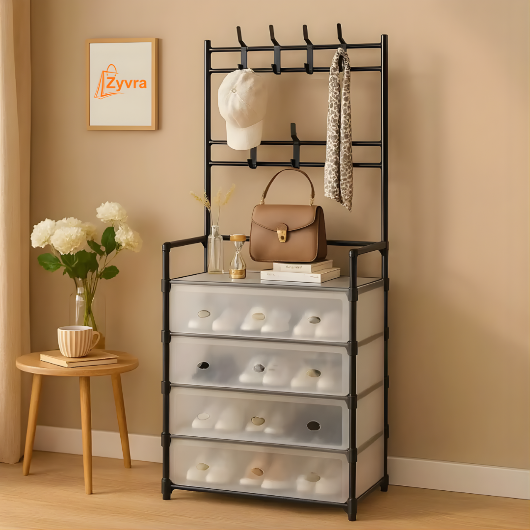 Multi-Functional 5-Layer Shoe and Coat Rack Dustproof Organizer